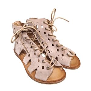 Miz Mooz Florence Women's Natural Tan Leather Lace-Up Gladiator Sandals sz37 7M